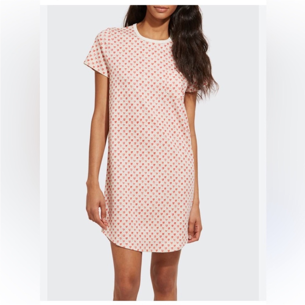 Roller rabbit cotton love hearts tshirt dress night dress medium white and red